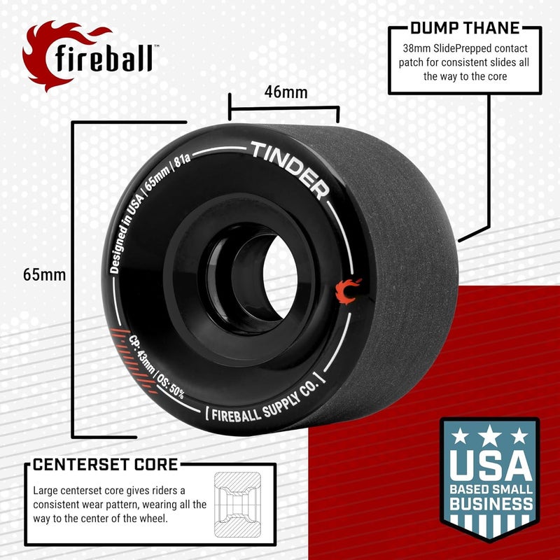 fireball Paris V2 50° Longboard Skateboard Trucks Bundle - Set of 2 Longboard Trucks with Tinder 60mm Longboard Wheels & Bearings for Cruising & Carving - Image 2